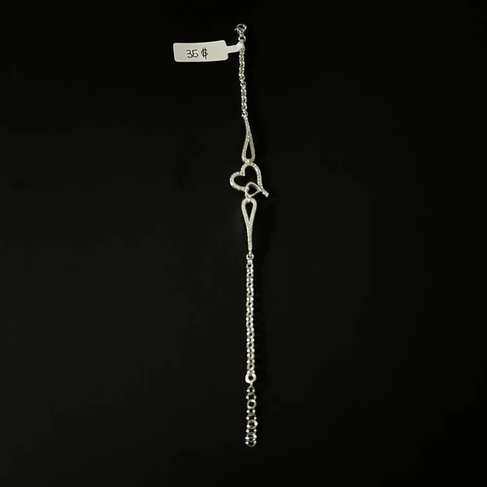 Esclava De Plata 925 Con Dije De Corazones925 Silver Bracelet With Hearth Design
